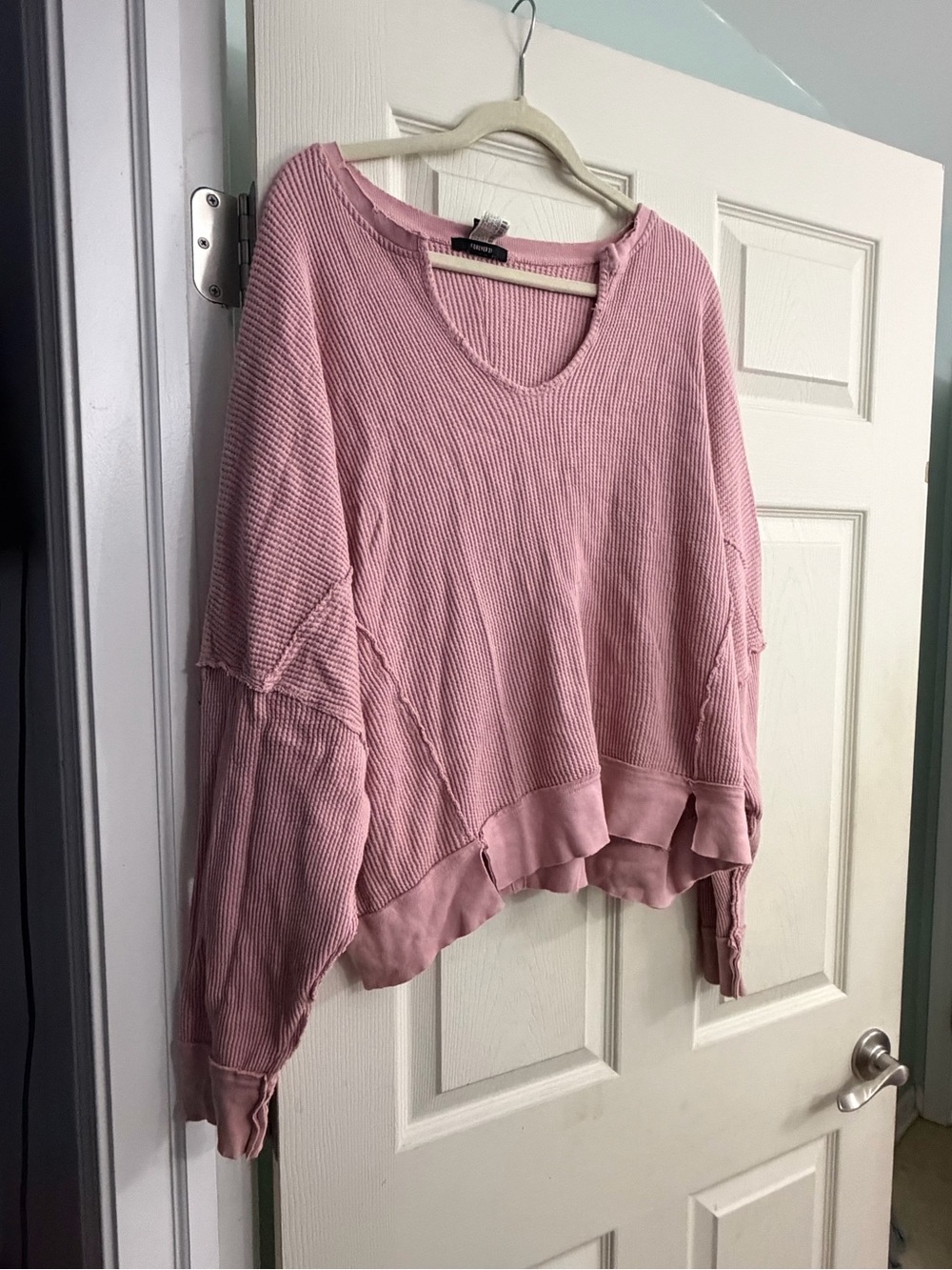 Forever 21 Dusty Pink Scoop Neck Waffle Knit Sweater